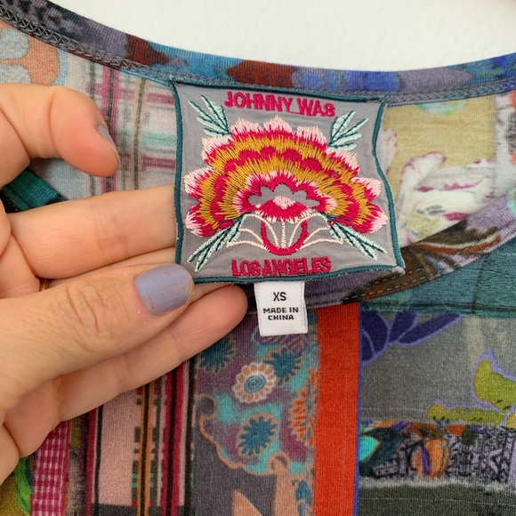 Johnny Was Sonnet Patchwork Puff Sleeve Top XS - Picture 5 of 7